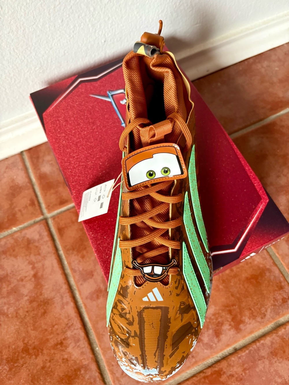 Size 13 - Adidas Pixar Cars Mater Adizero Impact II Mid Football Cleats KJ2865 - Picture 9 of 14